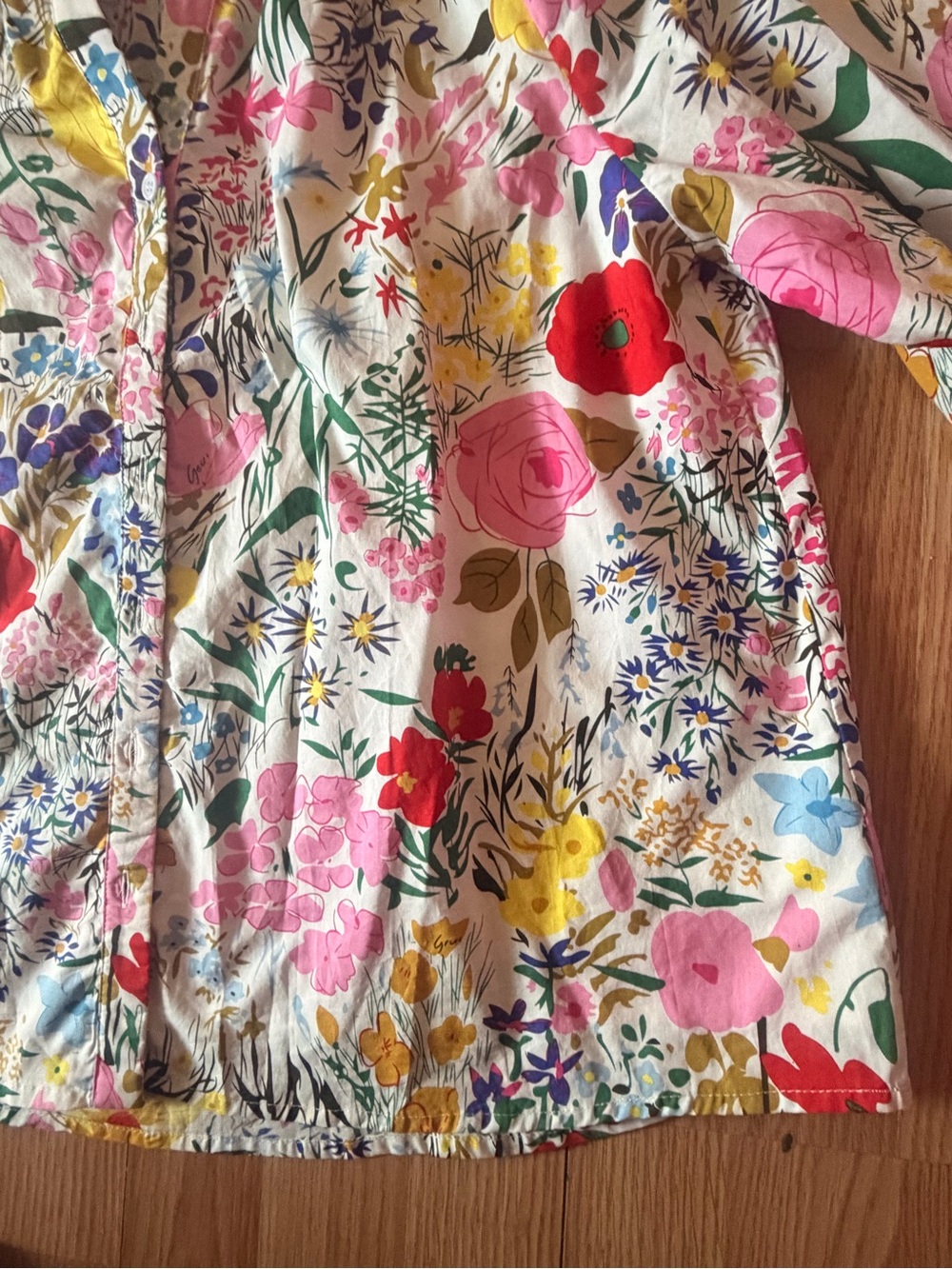 Avara Women's Multicolor Floral Cotton Button Up Blouse Balloon 3/4 Sleeve Sz XL - Picture 3 of 10